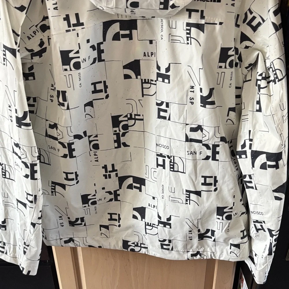 The North Face Men's Graphic Black White Hoodie Windbreaker Jacket-M